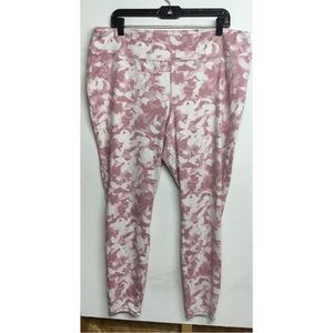 Ladies Plus Size 3X Wonderly Studio Pink & White Leggings